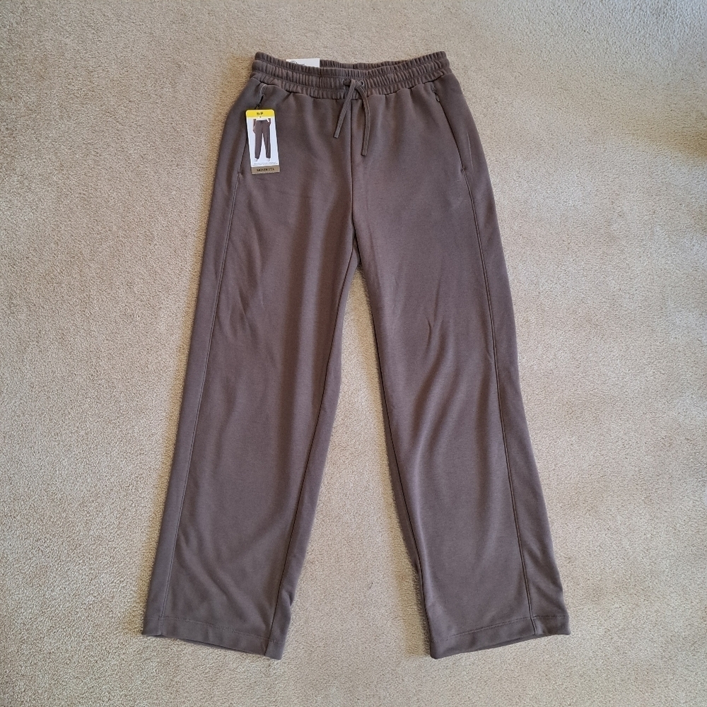 Mondetta Wide Leg Pants Soft Terry Size Small Brown Neutral Relaxed Lounge NWT